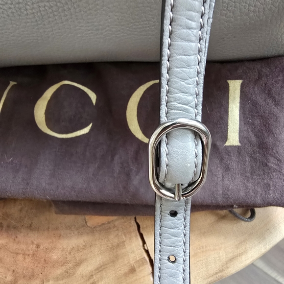 Gucci Cellarius Camelia Leather Medium Gray Bamboo Tassel Crossbody Bag - Picture 4 of 13